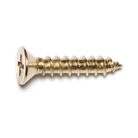 Midwest Fastener Sheet Metal Screw, #10 x 1 in, Brass Plated Steel Flat Head Phillips Drive, 35 PK 64132